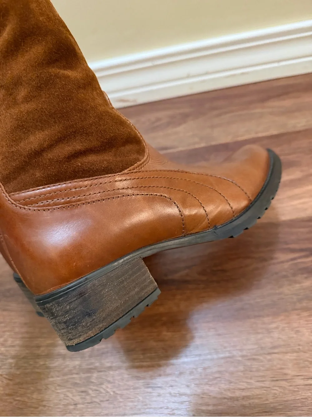 Puma Women's Tall Brown Leather and Suede Over-the-Knee Boots